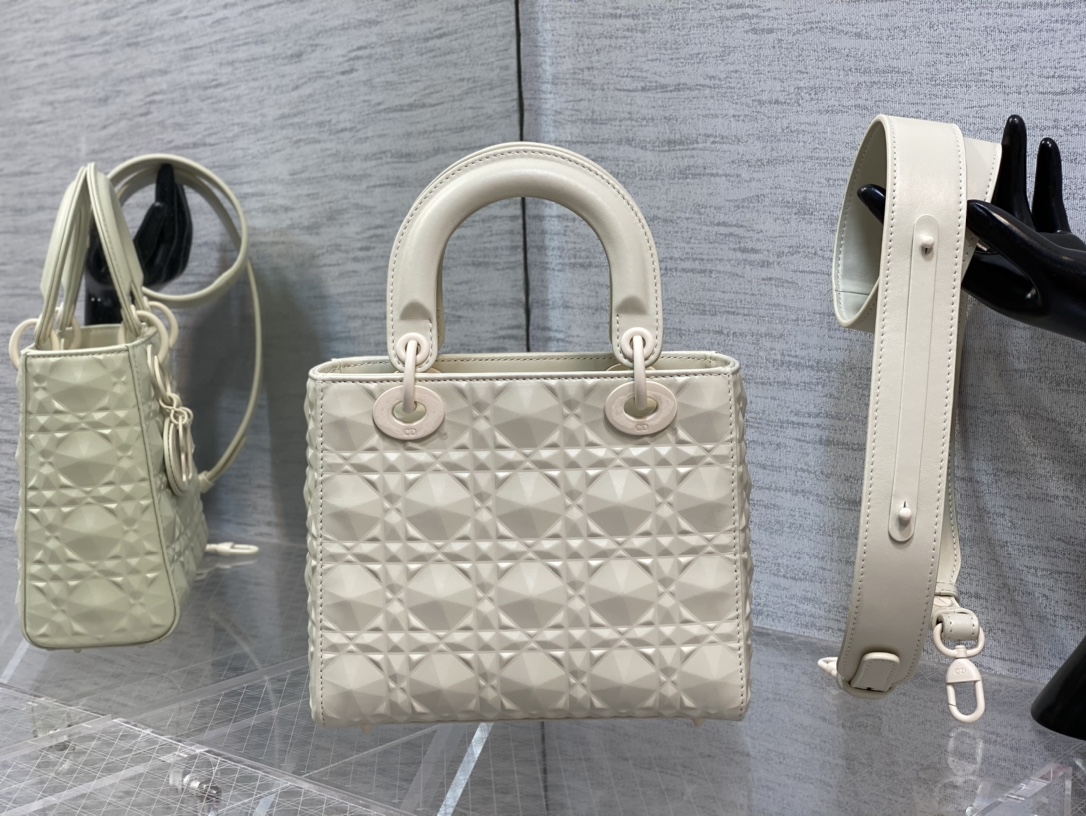 Small Lady Dior My ABCDior Bag Latte Cannage Calfskin with Diamond Motif